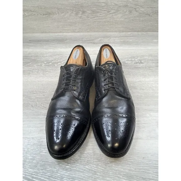 Allen Edmonds Sanford  Men's Cap Toe Black Shoes Sz 8.5 C Brogue Dress USA