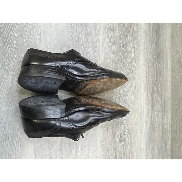 Allen Edmonds Sanford  Men's Cap Toe Black Shoes Sz 8.5 C Brogue Dress USA