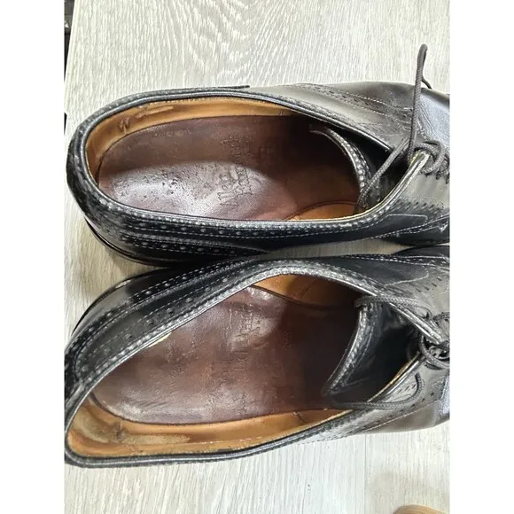Allen Edmonds Sanford  Men's Cap Toe Black Shoes Sz 8.5 C Brogue Dress USA