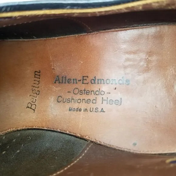 Allen Edmonds Brown Leather Derby Shoes Belgium 7374 Men's Dress Shoe