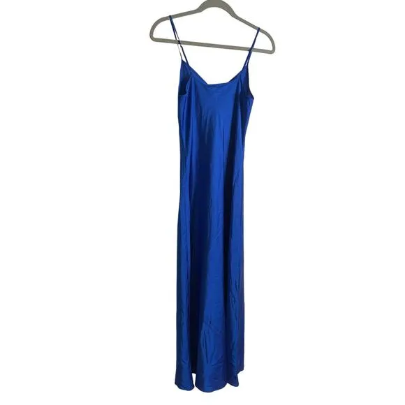 AllSaints Bryony Luxury Slip Midi Dress Shine Satin Lighweight Delphinium Size 2