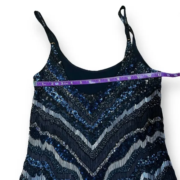 AllSaints Spitalfields Hand Embellished Dress Black Blue Size 0 Designer Holiday