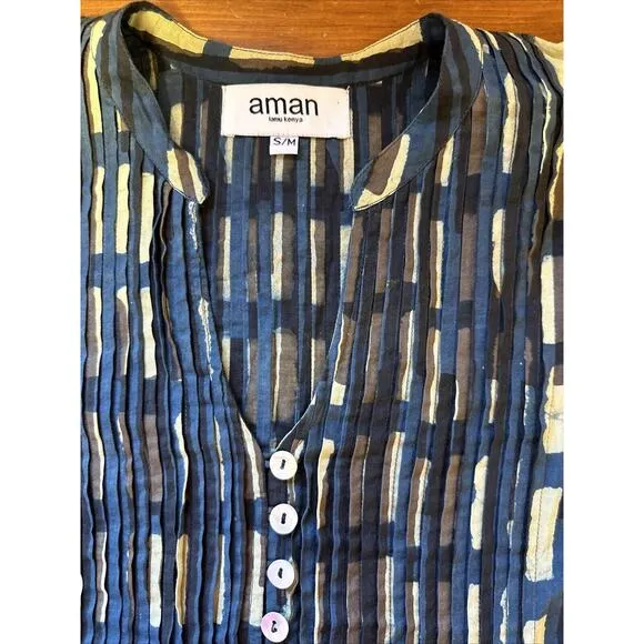 Aman Lamu Kenya Dress S/M Quiet Luxury Timeless Peasant Boho Unique Flowy