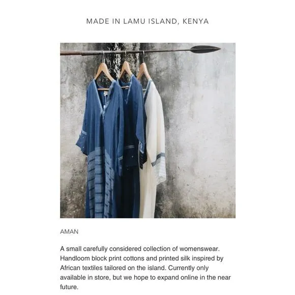 Aman Lamu Kenya Dress S/M Quiet Luxury Timeless Peasant Boho Unique Flowy