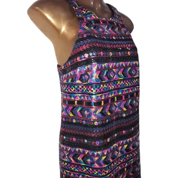 Amanda Uprichard Sz Sm Luxury Multicolor Sequin Mini Cocktail Dress