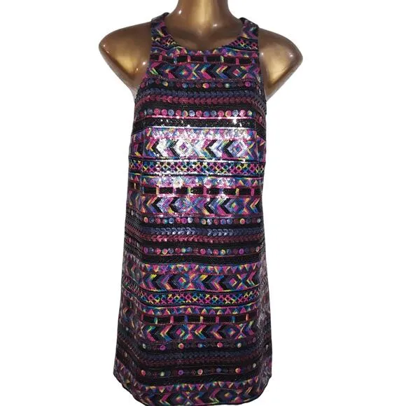 Amanda Uprichard Sz Sm Luxury Multicolor Sequin Mini Cocktail Dress