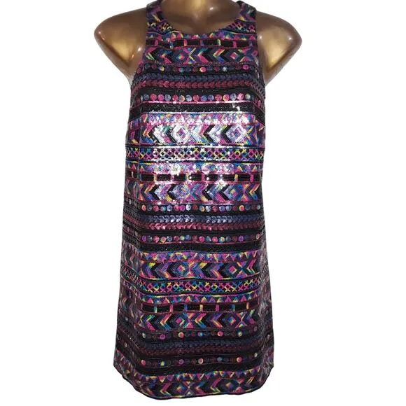 Amanda Uprichard Sz Sm Luxury Multicolor Sequin Mini Cocktail Dress