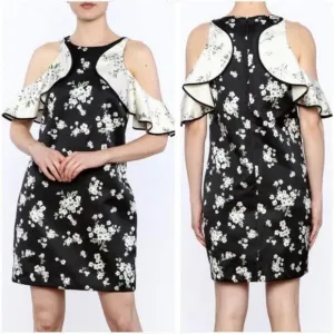 AMUR Luxury Designer Floral Cold Shoulder Sheath Dress NEW SRP $448