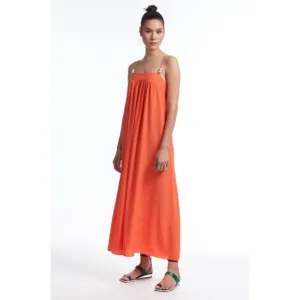 Animale Coral Maxi Dress Rio de Janeiro Collection Tie Back Beads Size 42