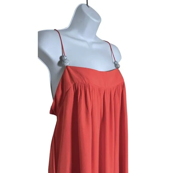 Animale Coral Maxi Dress Rio de Janeiro Collection Tie Back Beads Size 42