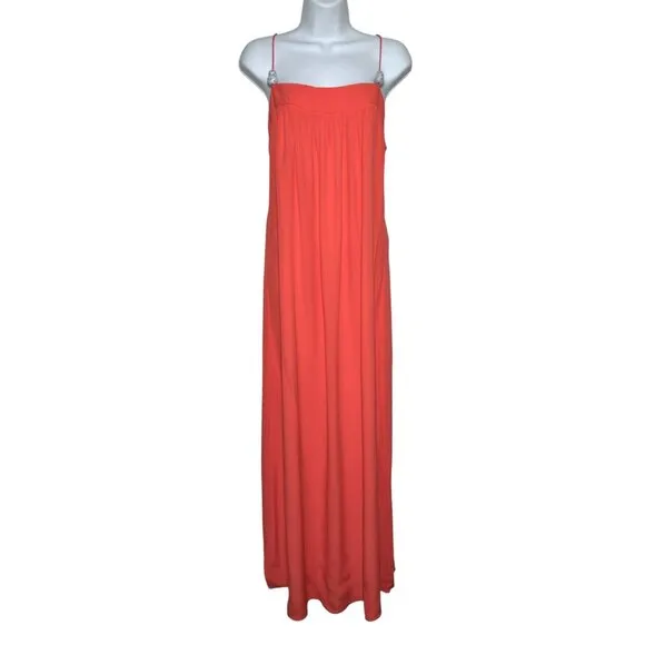 Animale Coral Maxi Dress Rio de Janeiro Collection Tie Back Beads Size 42