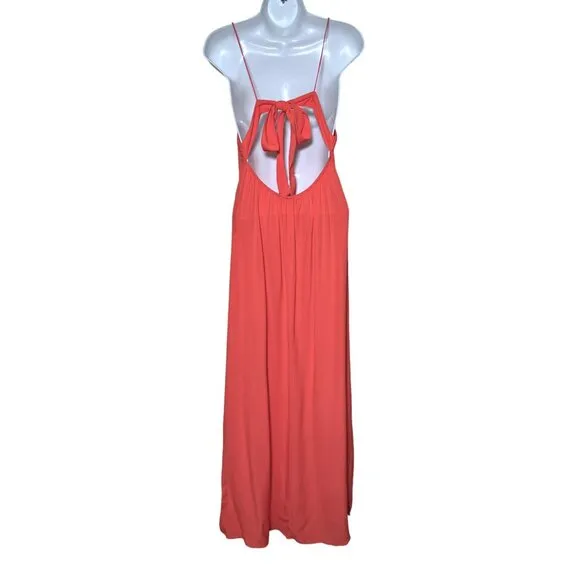 Animale Coral Maxi Dress Rio de Janeiro Collection Tie Back Beads Size 42