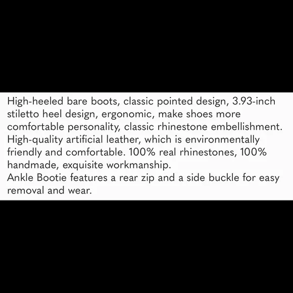 Ankle Boots  Pointed Buckle Rhinestone