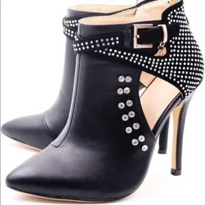 Ankle Boots  Pointed Buckle Rhinestone