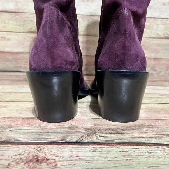 Ann Demeulemeester Purple Seude Heeled Chunky Ankle Boots