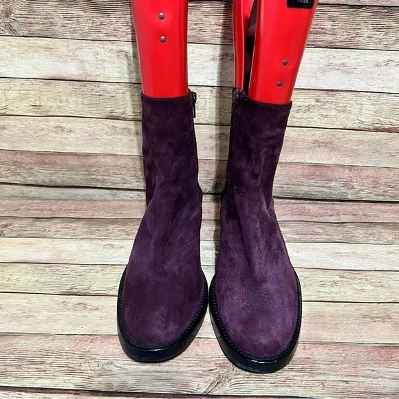 Ann Demeulemeester Purple Seude Heeled Chunky Ankle Boots