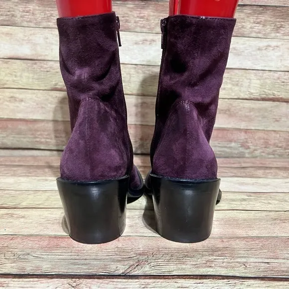 Ann Demeulemeester Purple Seude Heeled Chunky Ankle Boots