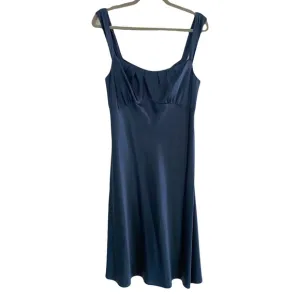 Ann Taylor Cobalt Blue Silk Flowy Sleeveless Ruched Formal Midi Dress Size 8