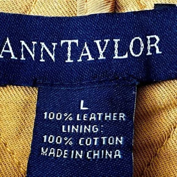 Ann Taylor Suede 100% Leather Body Lining 100% Cotton Dressy Tan Vest Size L