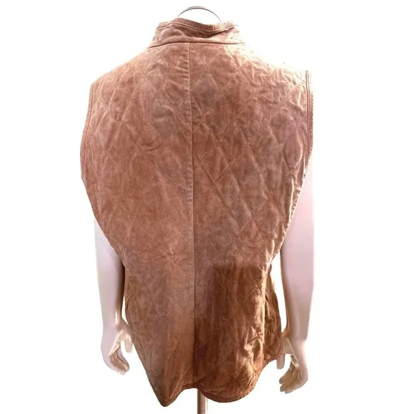 Ann Taylor Suede 100% Leather Body Lining 100% Cotton Dressy Tan Vest Size L