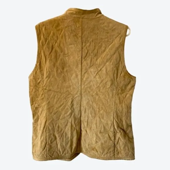 Ann Taylor Suede 100% Leather Body Lining 100% Cotton Dressy Tan Vest Size L