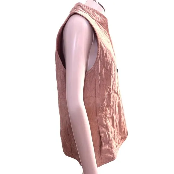 Ann Taylor Suede 100% Leather Body Lining 100% Cotton Dressy Tan Vest Size L