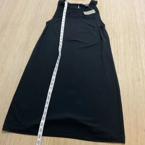 Ann Taylor Womens Sleeveless Crochet Shift Dress Size S Black Minimalist New