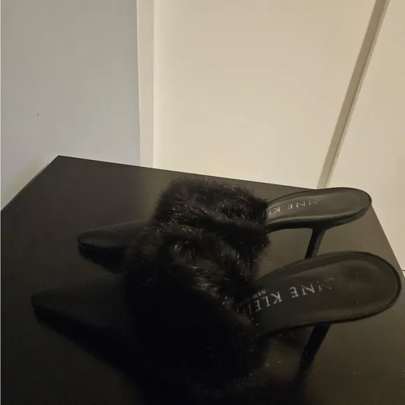 Anne Klein Black Mules with Kitten Heel