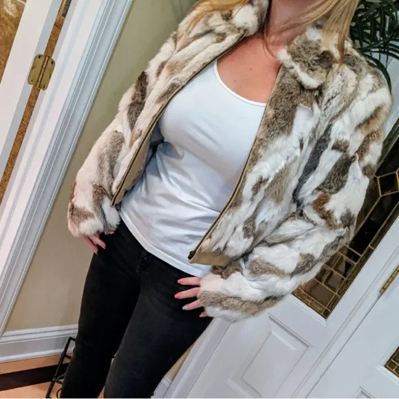 Anne Klein rabbit fur luxury Jacket