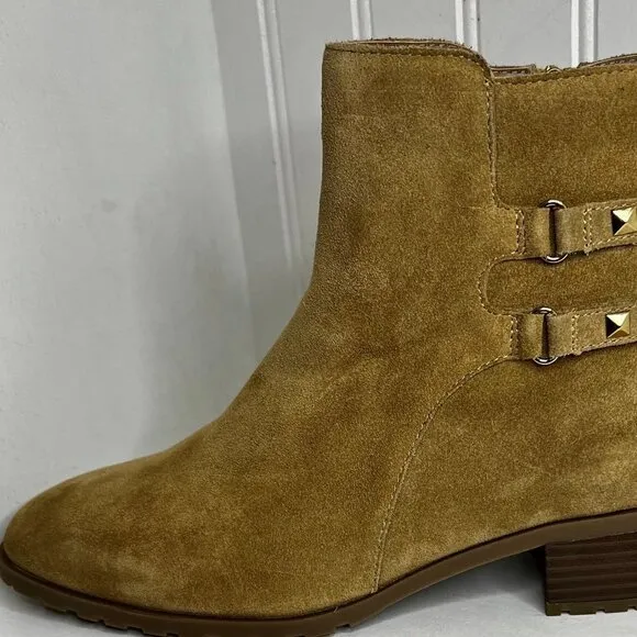 Anne Klein Womens CAIMILE Zipper Leather Ankle Boots Size 10