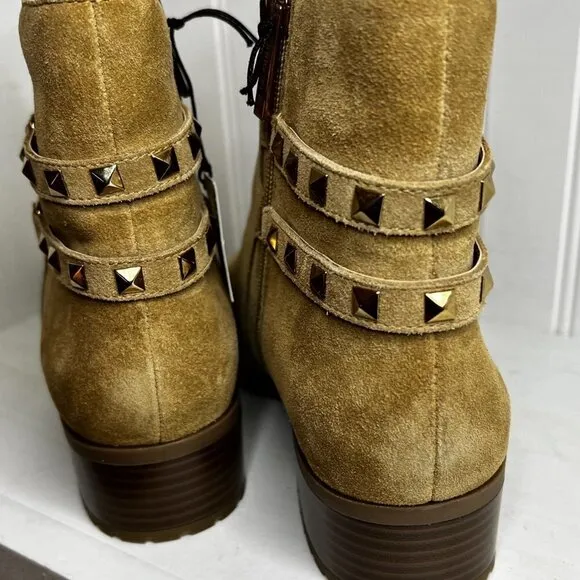 Anne Klein Womens CAIMILE Zipper Leather Ankle Boots Size 10