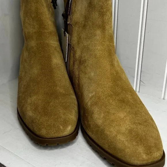 Anne Klein Womens CAIMILE Zipper Leather Ankle Boots Size 10