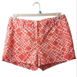 ANNIE GRIFFIN Geometric Diamond Print Luxury Designer Pocket Shorts NWT
