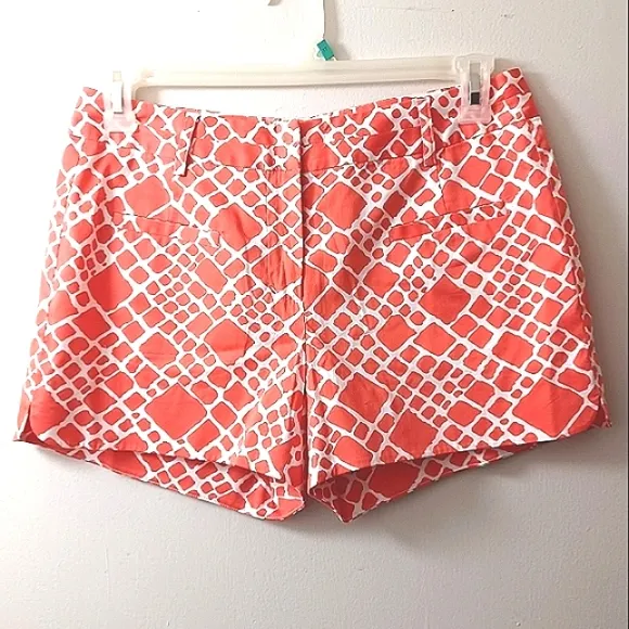 ANNIE GRIFFIN Geometric Diamond Print Luxury Designer Pocket Shorts NWT