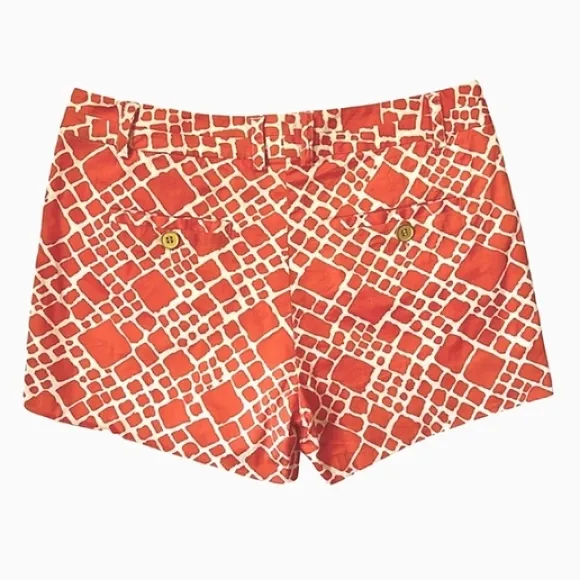 ANNIE GRIFFIN Geometric Diamond Print Luxury Designer Pocket Shorts NWT