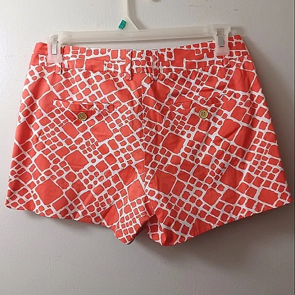 ANNIE GRIFFIN Geometric Diamond Print Luxury Designer Pocket Shorts NWT