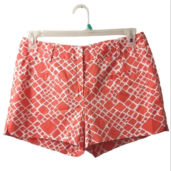 ANNIE GRIFFIN Geometric Diamond Print Luxury Designer Pocket Shorts NWT