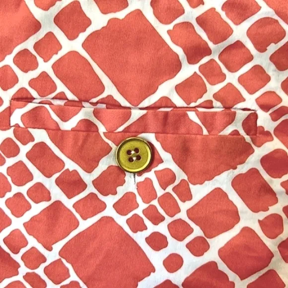 ANNIE GRIFFIN Geometric Diamond Print Luxury Designer Pocket Shorts NWT