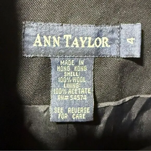 Ann Taylor 100% wool luxury lined black button up front pockets coat dress