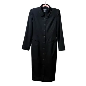 Ann Taylor 100% wool luxury lined black button up front pockets coat dress