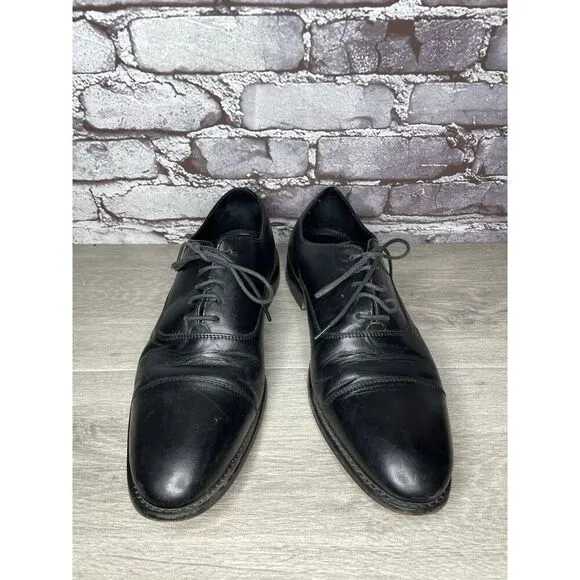 ANTHONY VEER Essentials Black Leather Goodyear Oxfords Cap Toe Shoes Men Sz 10M