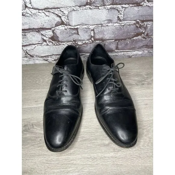 ANTHONY VEER Essentials Black Leather Goodyear Oxfords Cap Toe Shoes Men Sz 10M