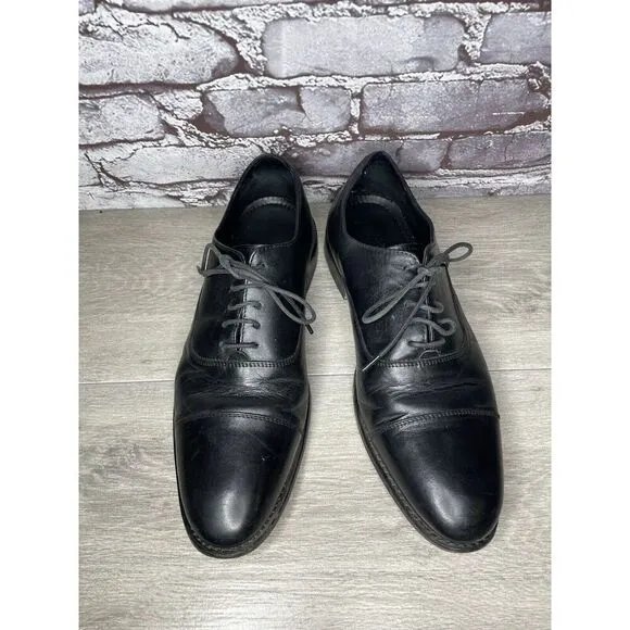 ANTHONY VEER Essentials Black Leather Goodyear Oxfords Cap Toe Shoes Men Sz 10M
