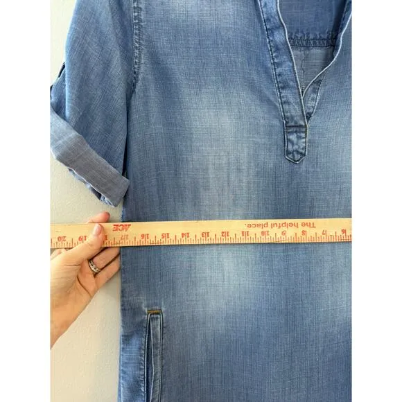 Anthropologie Cloth &amp; Stone Minimalist Coastal Elena Chambray Denim Dress S/M