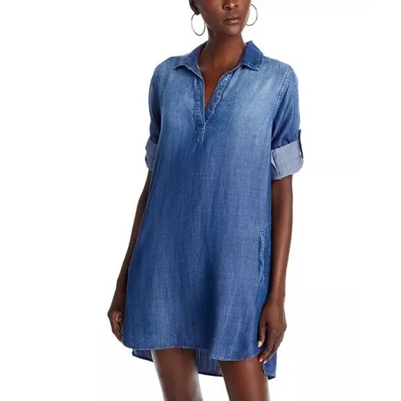 Anthropologie Cloth &amp; Stone Minimalist Coastal Elena Chambray Denim Dress S/M