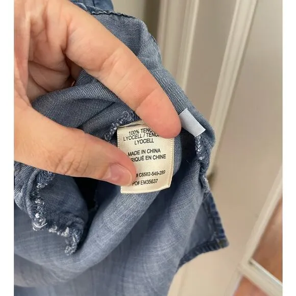 Anthropologie Cloth &amp; Stone Minimalist Coastal Elena Chambray Denim Dress S/M
