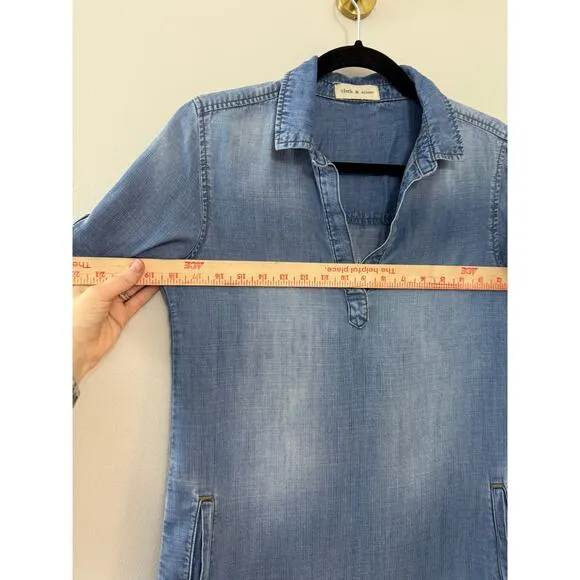 Anthropologie Cloth &amp; Stone Minimalist Coastal Elena Chambray Denim Dress S/M