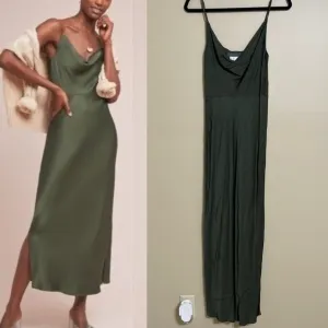 Anthropologie Elyse Bias Slip Dress green size Medium