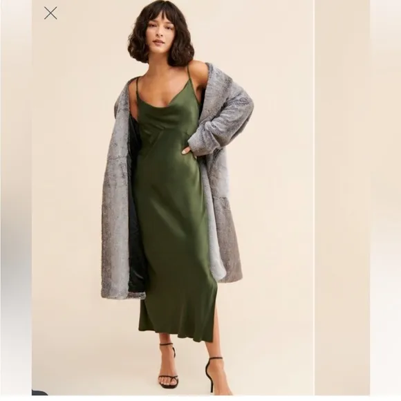 Anthropologie Elyse Bias Slip Dress green size Medium