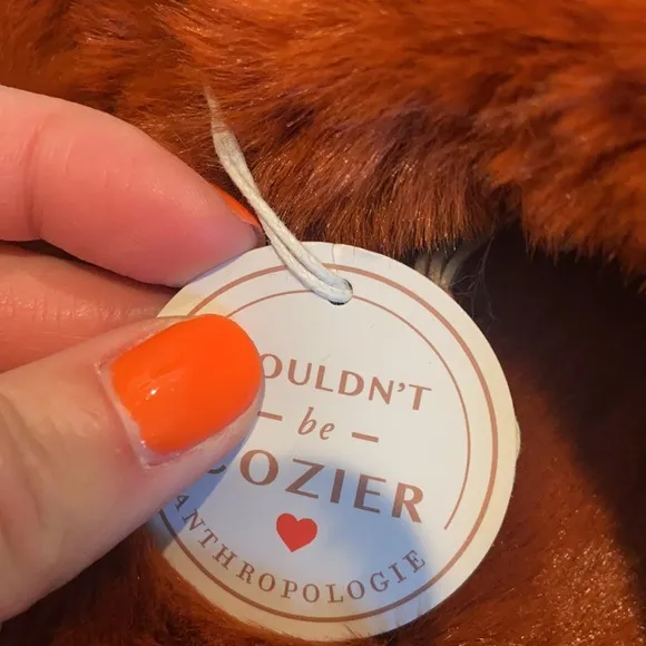 Anthropologie faux fur slippers plush slip on burnt orange M/L christmas gifts